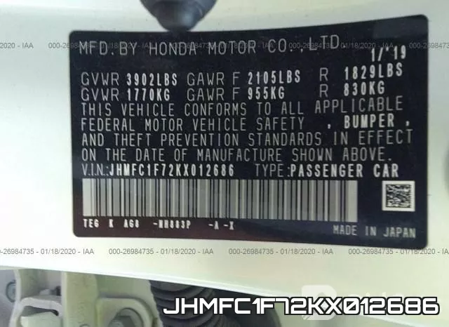 JHMFC1F72KX012686 фото 8