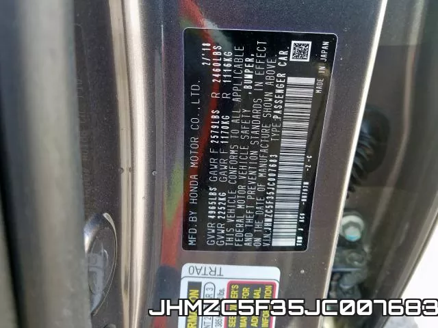 JHMZC5F35JC007683 фото 2