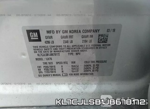 KL7CJLSB1JB678172 фото 8