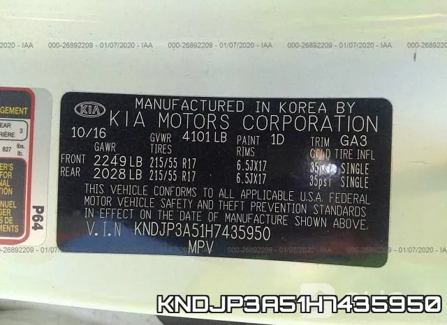 KNDJP3A51H7435950 фото 7