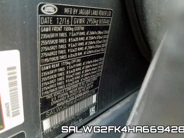 SALWG2FK4HA669428 фото 2