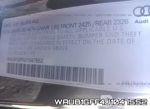 WAUB1GFF4J1047552 фото 8