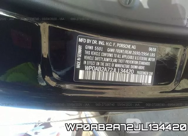 WP0AB2A72JL134420 фото 8
