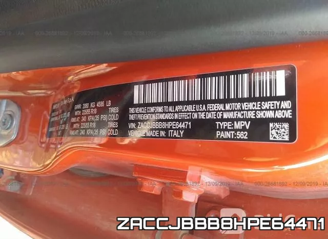 ZACCJBBB8HPE64471 фото 7