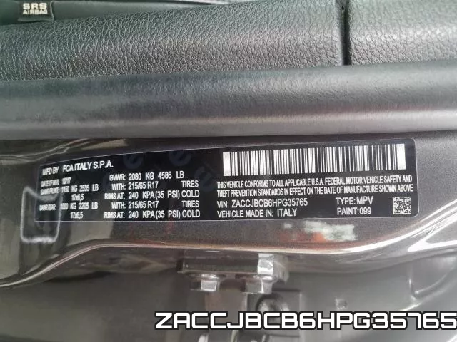 ZACCJBCB6HPG35765 фото 2