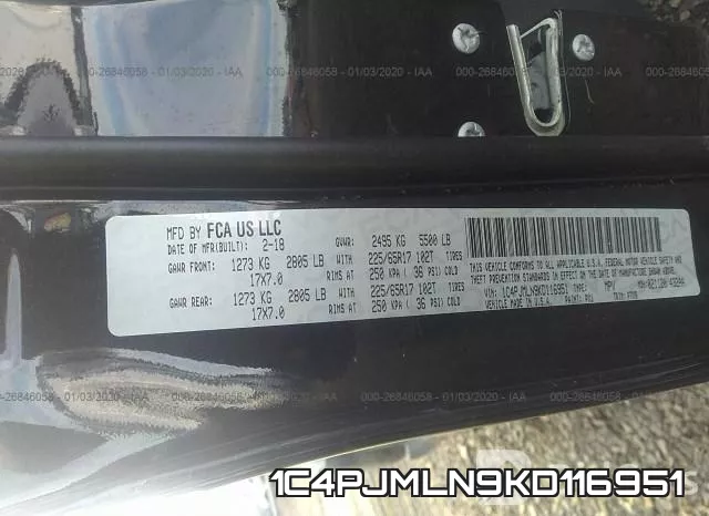 1C4PJMLN9KD116951 фото 8