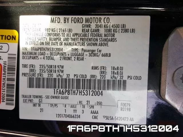 1FA6P8TH7H5312004 фото 2