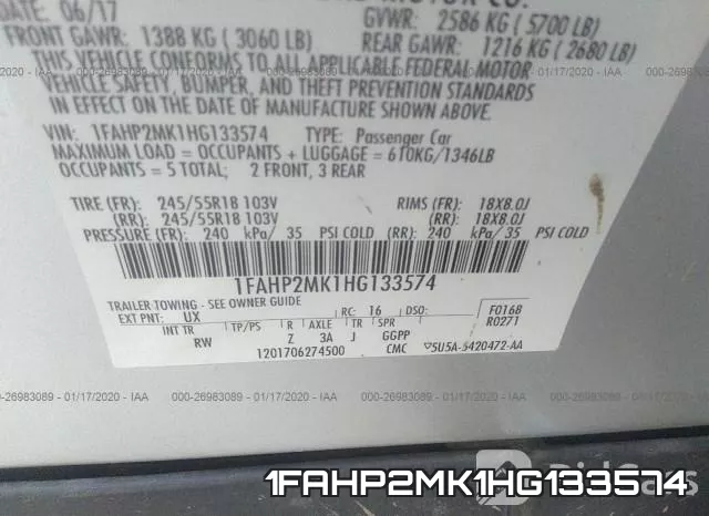 1FAHP2MK1HG133574 фото 9