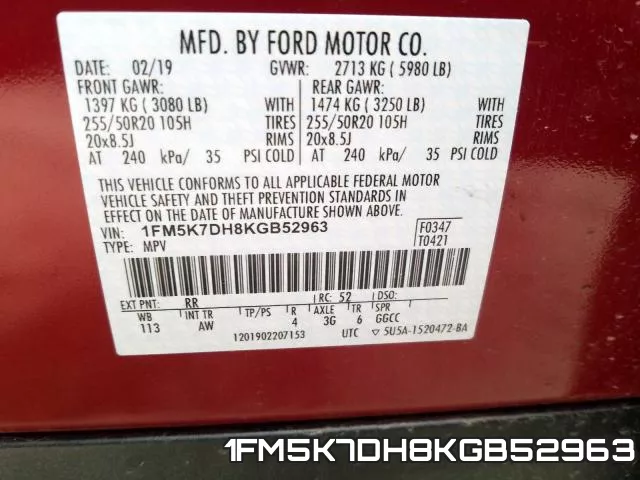 1FM5K7DH8KGB52963 фото 2