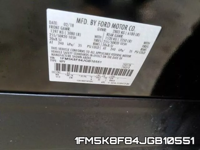 1FM5K8F84JGB10551 фото 2