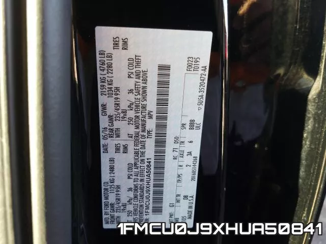 1FMCU0J9XHUA50841 фото 2