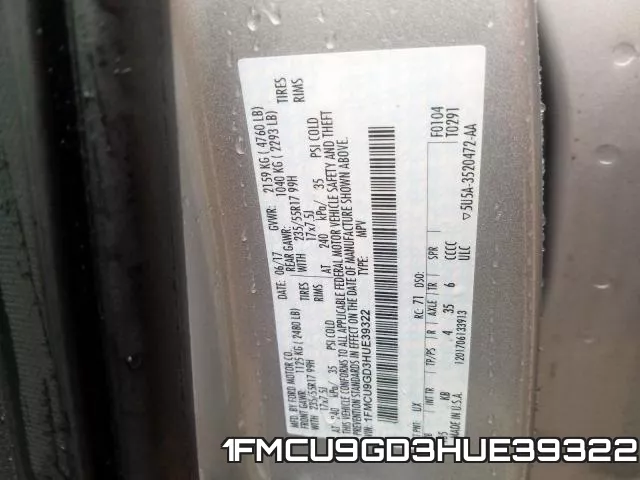 1FMCU9GD3HUE39322 фото 2