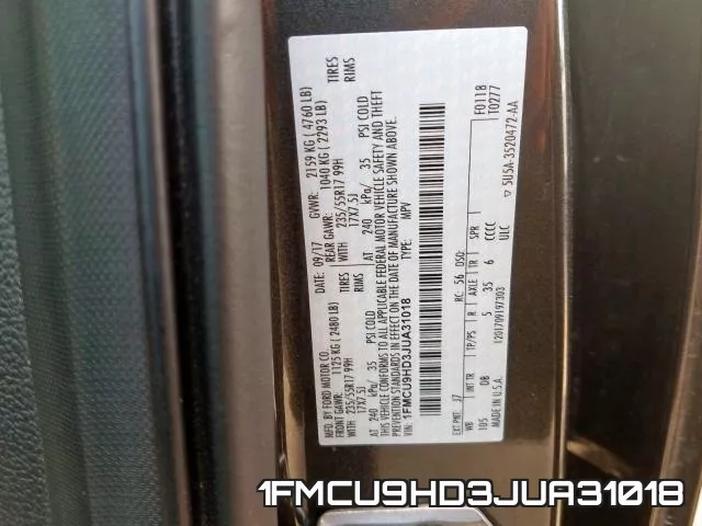 1FMCU9HD3JUA31018 фото 2