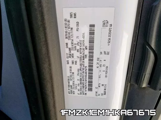 1FMZK1CM1HKA67675 фото 2