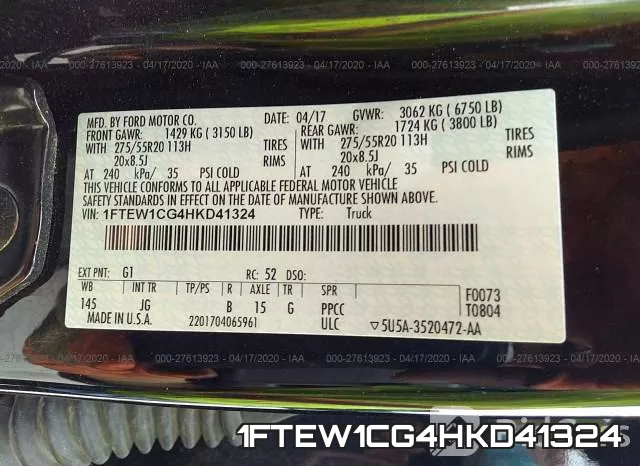 1FTEW1CG4HKD41324 фото 8