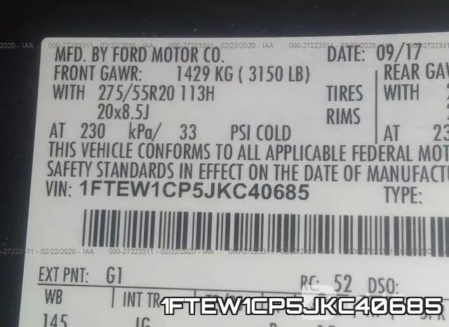 1FTEW1CP5JKC40685 фото 8
