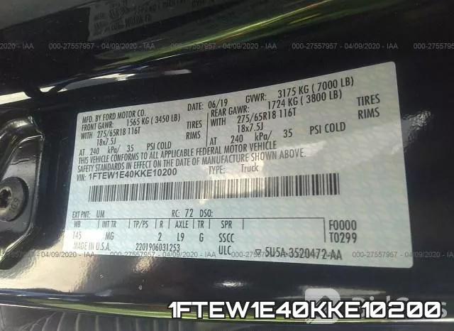 1FTEW1E40KKE10200 фото 7