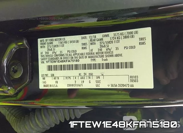 1FTEW1E48KFA75180 фото 8