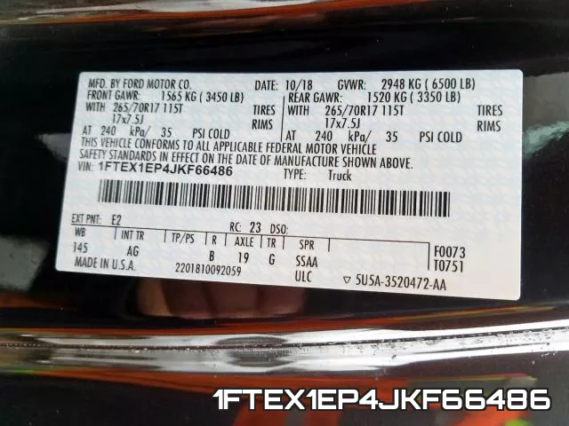 1FTEX1EP4JKF66486 фото 2