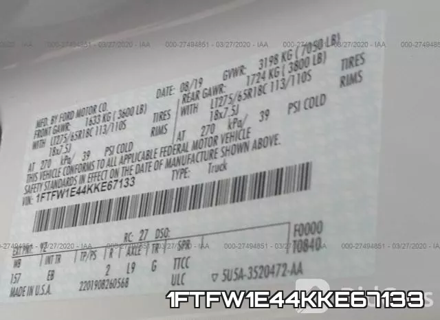 1FTFW1E44KKE67133 фото 6