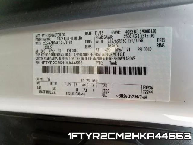 1FTYR2CM2HKA44553 фото 2