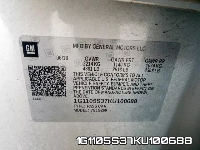 1G1105S37KU100688 фото 2