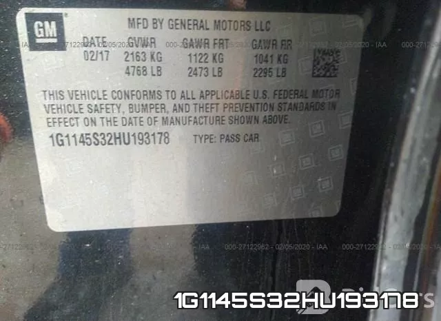 1G1145S32HU193178 фото 5