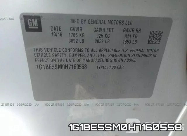 1G1BE5SM0H7160558 фото 3