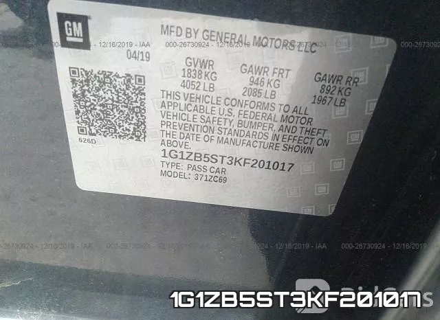 1G1ZB5ST3KF201017 фото 6