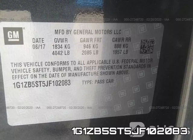 1G1ZB5ST5JF102083 фото 5