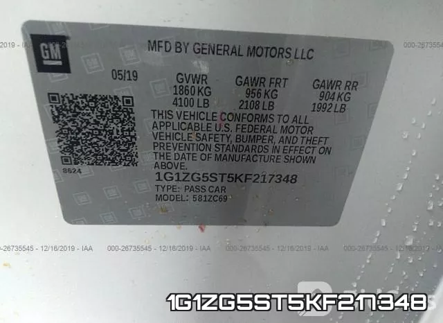 1G1ZG5ST5KF217348 фото 10