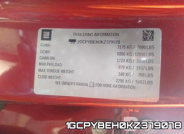 1GCPYBEH0KZ379078 фото 6