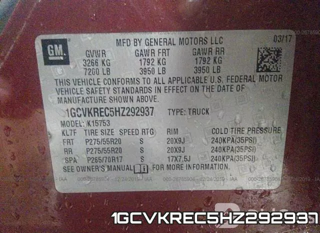 1GCVKREC5HZ292937 фото 6