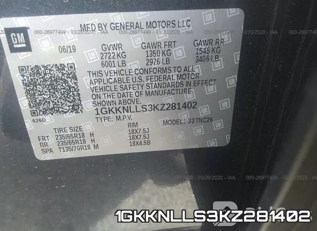 1GKKNLLS3KZ281402 фото 8