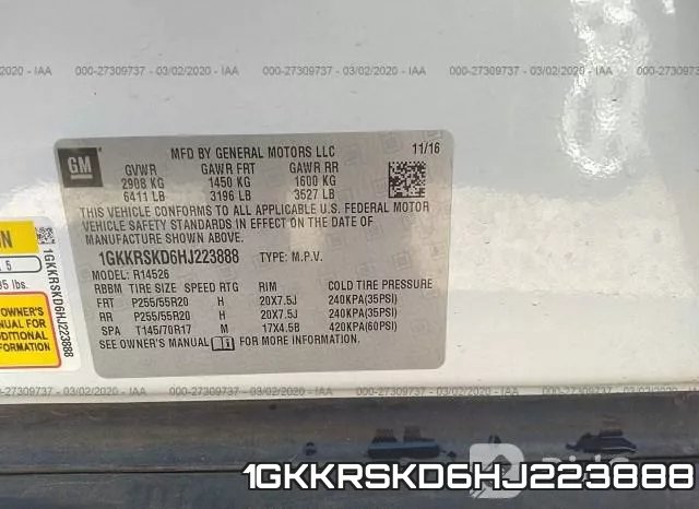 1GKKRSKD6HJ223888 фото 8