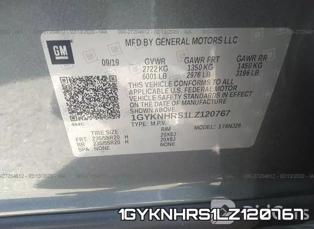1GYKNHRS1LZ120767 фото 8