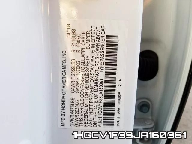 1HGCV1F33JA160361 фото 2