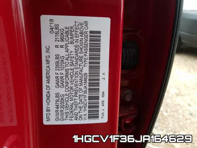 1HGCV1F36JA164629 фото 2