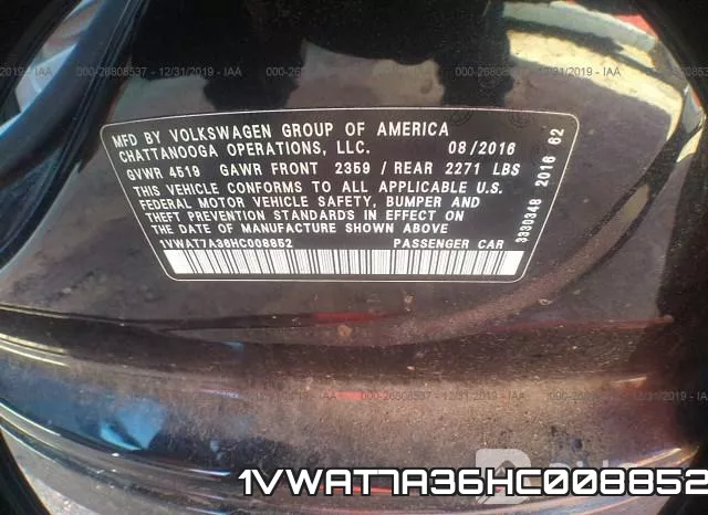 1VWAT7A36HC008852 фото 8