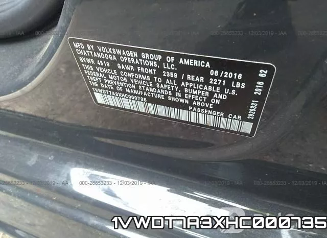 1VWDT7A3XHC000735 фото 5