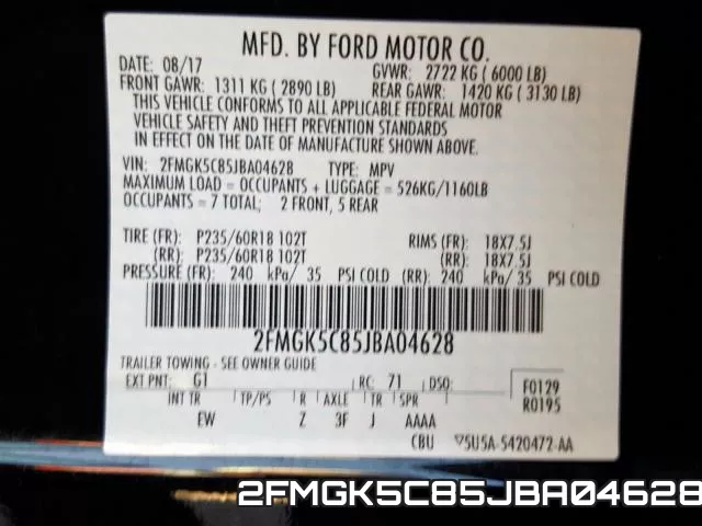 2FMGK5C85JBA04628 фото 2