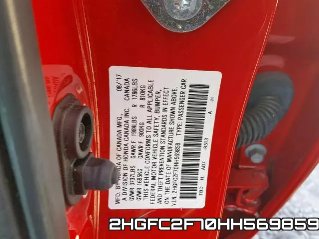 2HGFC2F70HH569859 фото 2