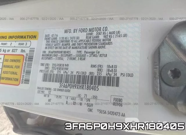 3FA6P0H9XHR180405 фото 8