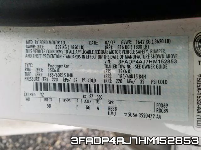 3FADP4AJ7HM152853 фото 2
