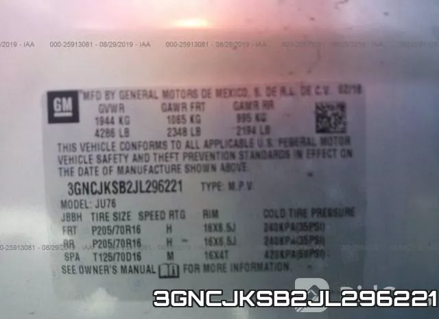 3GNCJKSB2JL296221 фото 8