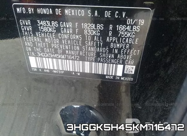 3HGGK5H45KM716472 фото 5