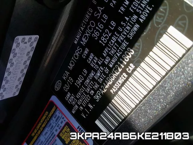 3KPA24AB6KE211803 фото 2