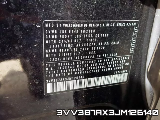 3VV3B7AX3JM126140 фото 2