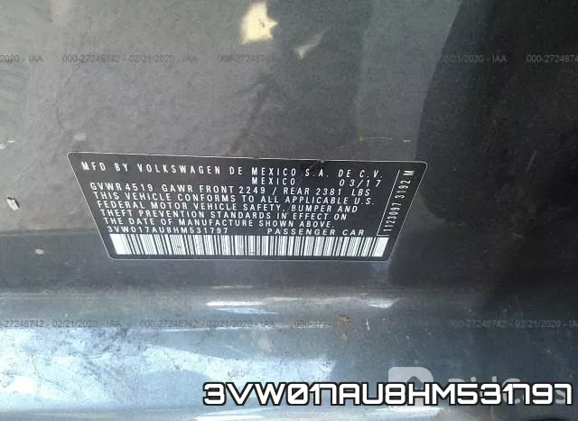 3VW017AU8HM531797 фото 6