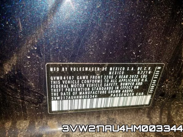 3VW217AU4HM003344 фото 2